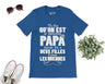 Lebonshirt® T-shirt Premium Homme Coton Bio - On Est Le Meilleur Papa Quand On A Deux Filles Comme Les Miennes - L010122S02 Bleu