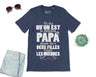 Lebonshirt® T-shirt Premium Homme Coton Bio - On Est Le Meilleur Papa Quand On A Deux Filles Comme Les Miennes - L010122S02 Indigo