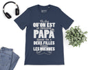 Lebonshirt® T-shirt Premium Homme Coton Bio - On Est Le Meilleur Papa Quand On A Deux Filles Comme Les Miennes - L010122S02 Marine