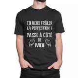 Lebonshirt® T-shirt Premium Homme Coton Bio - Tu Veux Frôler La Perfection, Passe A Côté De Moi - L290422S16