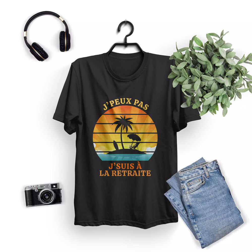 Lebonshirt® T-shirt Urban Oversize Homme Coton Bio - J'peux Pas J'suis À La Retraite - Cadeau Retraite Humour, Retraité 2023 - L270423S24 - Noir