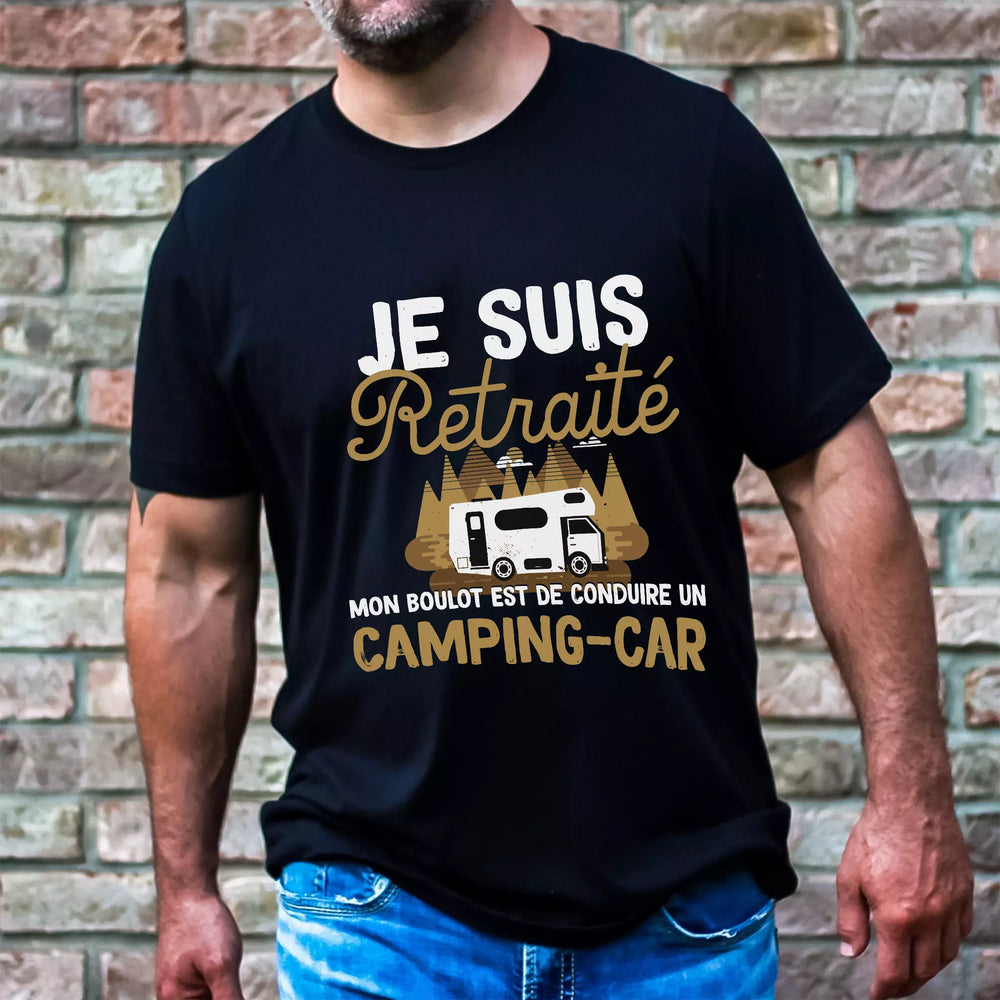 Lebonshirt® T-shirt Urban Oversize Homme Coton Bio - Je Suis Retraité - Mon Boulot Est De Conduire Un Camping Car - L270423S25