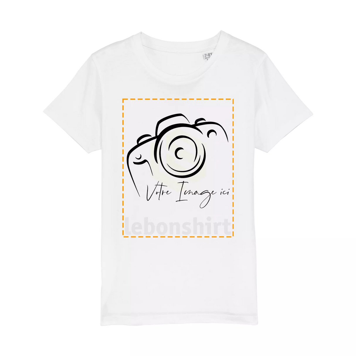 Lebonshirt® Créez Votre Propre T-Shirt Personnalisé Avec Photo Imprimée T-Shirt Premium Enfant 100% Coton Bio Blanc